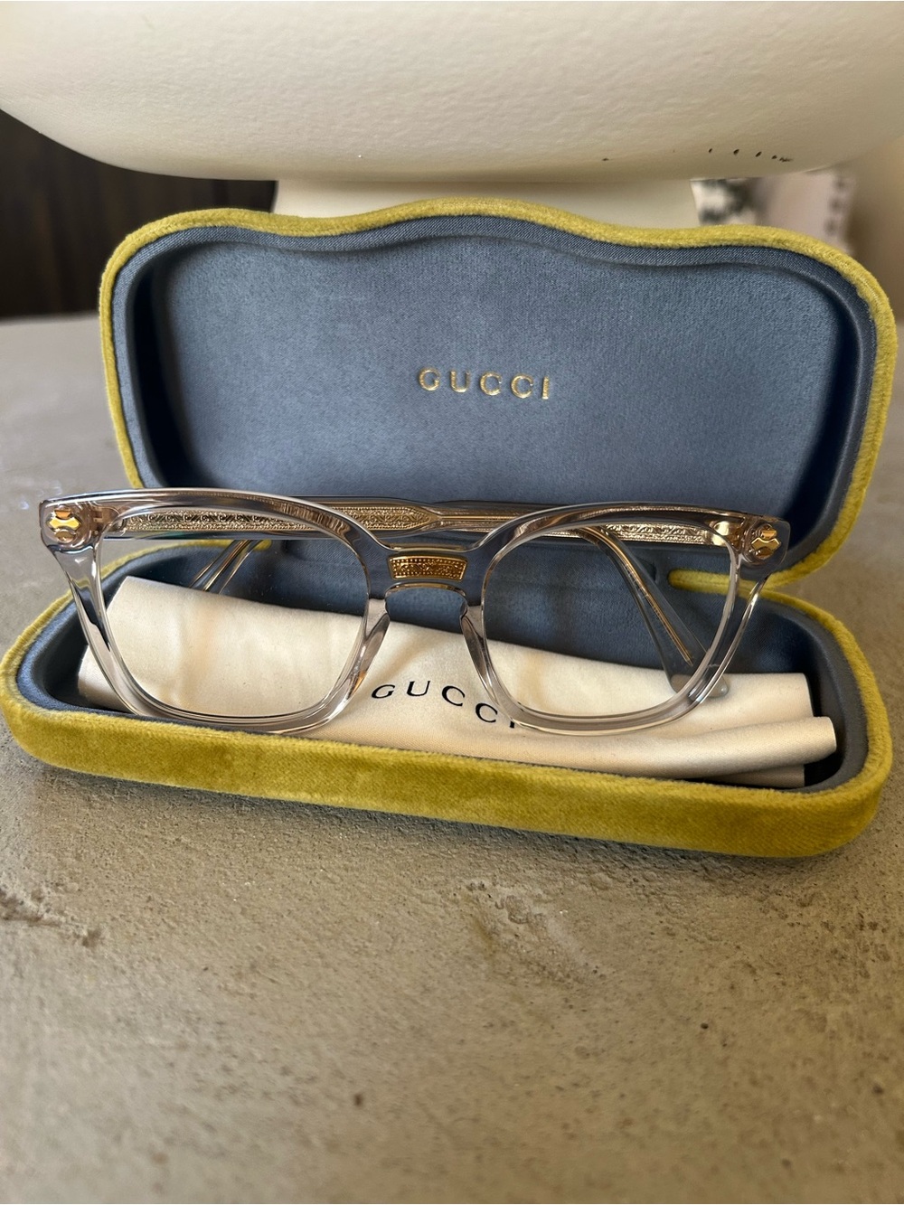 Gucci Clear Crystal Frames with Gold Accents 50mm